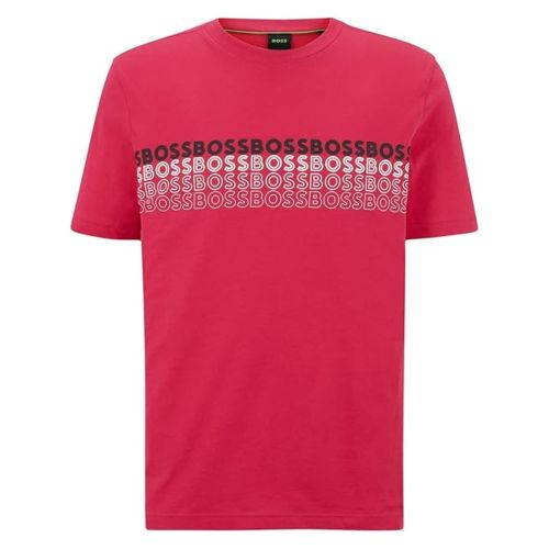 Tシャツ・カットソー BOSS Men T-shirt Fuchsia 50488793 660 BOSS Outlined Logo Crew Neck T-Shirt,Lychee White,XL