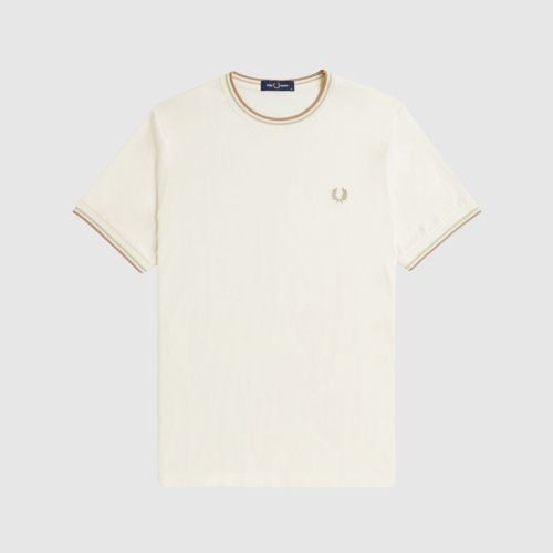★FRED PERRY★ Sharp Lip Jersey T-Shirt Ecru AFPM2518679S64 Fred Perry Twin Tipped T-Shirt | Rust-M1588-W94-Ecru-X01-D
