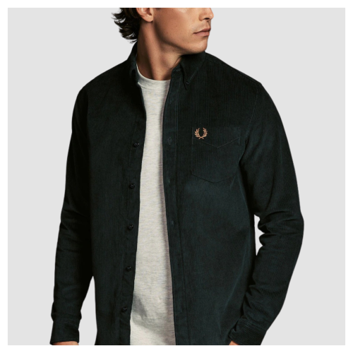 Fred Perry Men's Corduroy Button Down Shirt | Green - M8726-Q20
