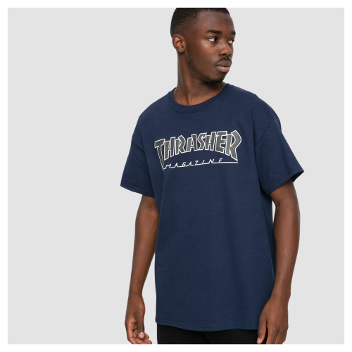 Thrasher Outlined T-Shirt | Navy
