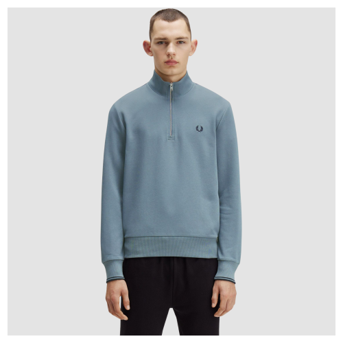 Fred Perry Half Zip Sweatshirt - Stockport Blue / Navy | Kular Fashion