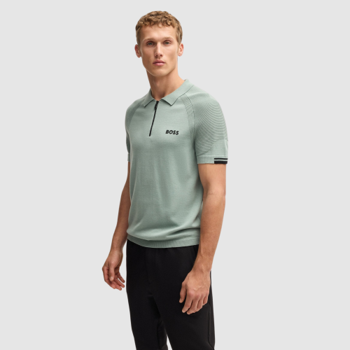 BOSS Active Perform Max Knit ¼ Zip S/S Polo Shirt | (50537146