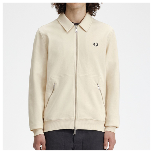 Fred Perry Jersey Zip-Through Sweatshirt | Oatmeal - M7858-691