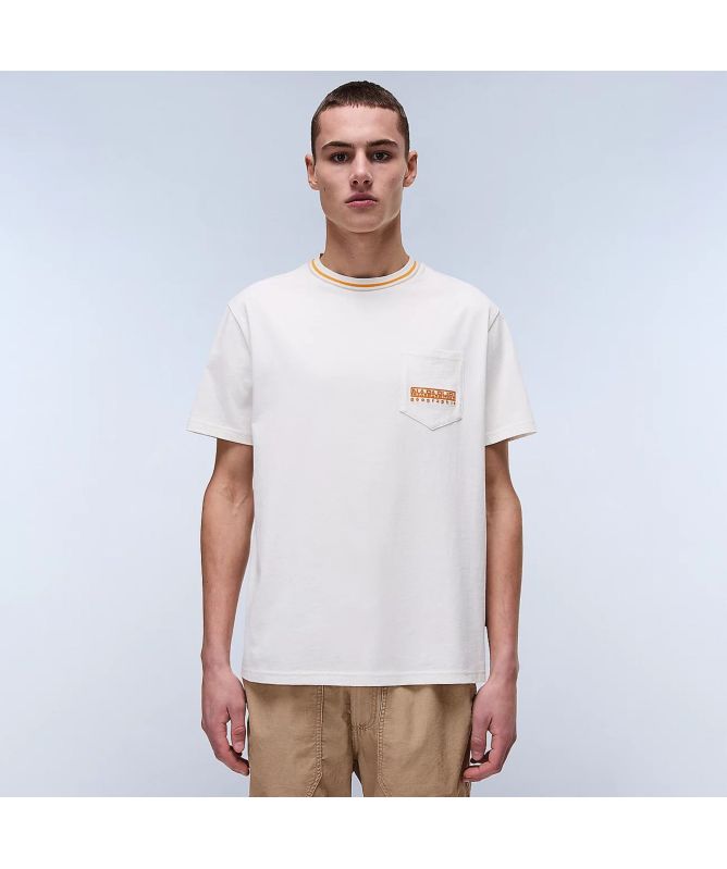 NAPAPIJRI★半袖 ロゴ クルーネック 綿 トップス Tシャツ★grey Napapijri Badge Logo T Shirt White | Mainline Menswear