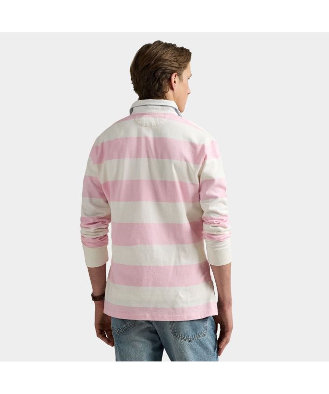 Polo Ralph Lauren Classic Fit Polo Bear Jersey Rugby Shirt | Pink/White