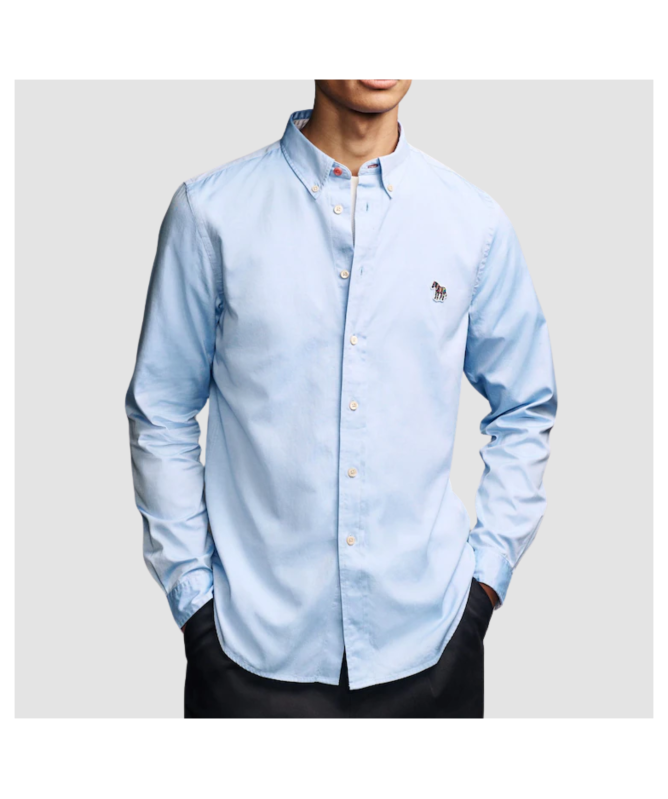 Tシャツ・カットソー Paul Smith FW25 TAILORED FIT SHIRT (M2R 599R PZEBRA 44) Paul Smith Tailored Fit Zebra Shirt | Blue - M2R-599R-P22347