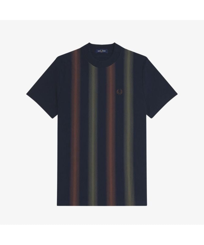 海外限定アイテム 希少デザイン FRED PERRY Line Logo T-Shirt Fred Perry Ombre Stripe T-Shirt | Navy-M8653-608 -kular fashion