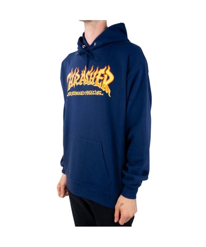 パーカー・フーディ THRASHER Two-tone flame hoodie navy TR2403HD05NA GODZILLA FLAME - HOODIE - BLACK – Thrasher Magazine