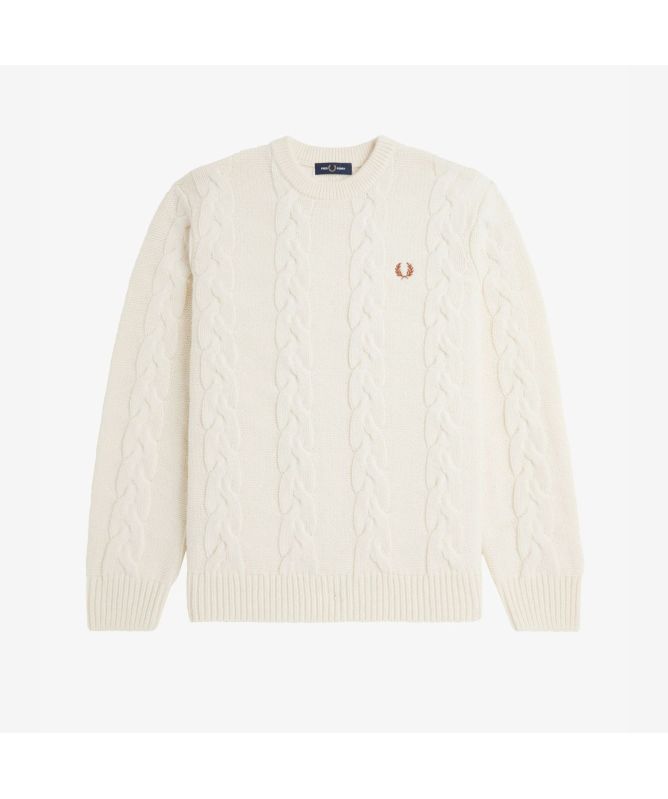 Fred Perry Chunky Cable Knit Jumper | Ecru-K8562-560 -kular fashion