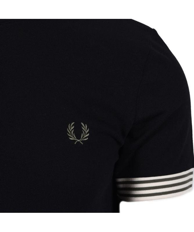 ◇FRED PERRY◇ Sharp Striped Cuff T-Shirt R96 AFPM2437707R96 Striped Cuff T-Shirt - Black | Men's T-Shirts | Designer T