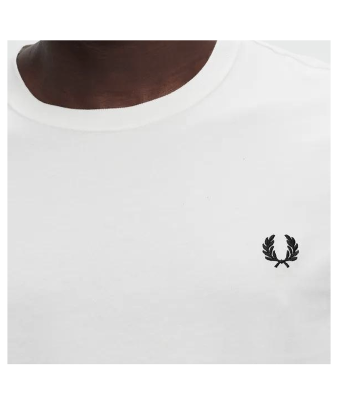 Tシャツ・カットソー FRED PERRY Men T-shirt White M8700 129 Fred Perry Men's Long Sleeve Crew Neck T-Shirt | White M8700-129