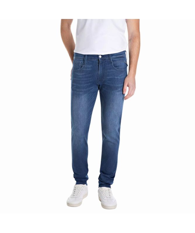 Replay Jean Homme Anbass Slim Fit Stretch Confort – Denim Cool Décontracté Avec Coutures Déco