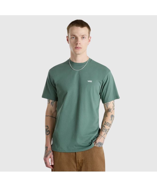 Vans Left Chest Logo Tee | Dark Green-VN0A3CZE1C1-Sand-E4MG