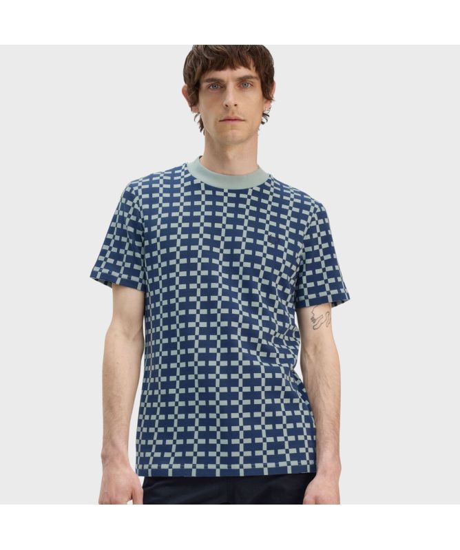 ★FRED PERRY★ Sharp Geometric Jacquard T-Shirt Silver Blue Fred Perry Geometric Jacquard T-Shirt | Silverblue-M9864-959