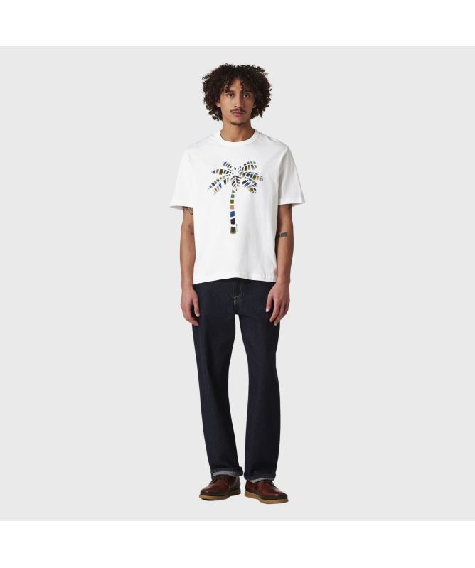 Paul Smith| (M2R 220X PP5073 01) Paul Smith Palm Tree Graphic T-Shirt | White-M2R-220X-PP5073