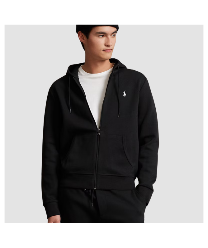 Polo Ralph Lauren Double-Knit Full-Zip Hoodie | Black