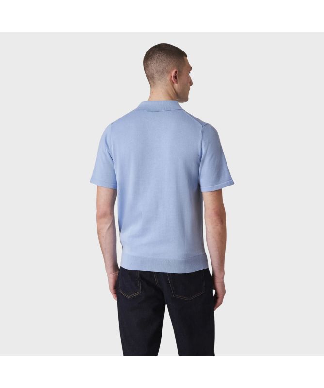 Paul Smith Sports Stripe Zip Short Sleeve Polo Shirt | Sky