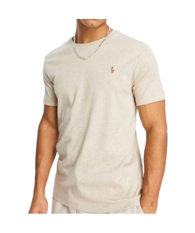 Tシャツ・カットソー RALPH LAUREN Men T Shirts 710969626 006 Beige Polo Ralph Lauren Coloured Logo Classic Crew Neck T-Shirt