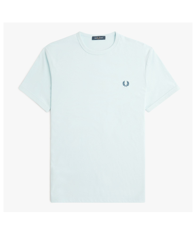 Tシャツ・カットソー FRED PERRY Men T-shirt Sky Blue M3519 X06 Ringer T-Shirt - Silver Blue | Men's T-Shirts | Designer T