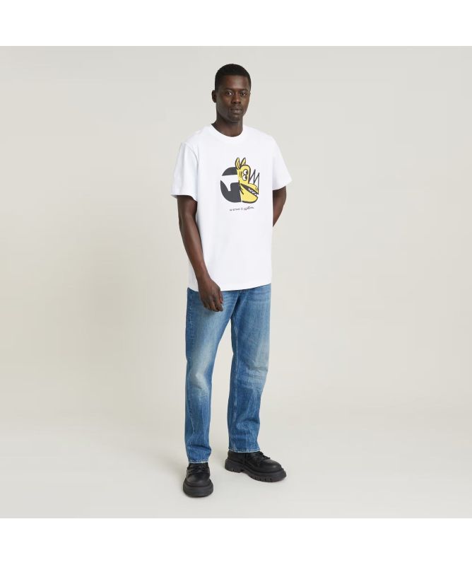送料込★G-Star★Rhino Cartoon Loose 半袖Tシャツ G-Star Unisex Rhino Cartoon Loose T-Shirt | White-D2596-C336