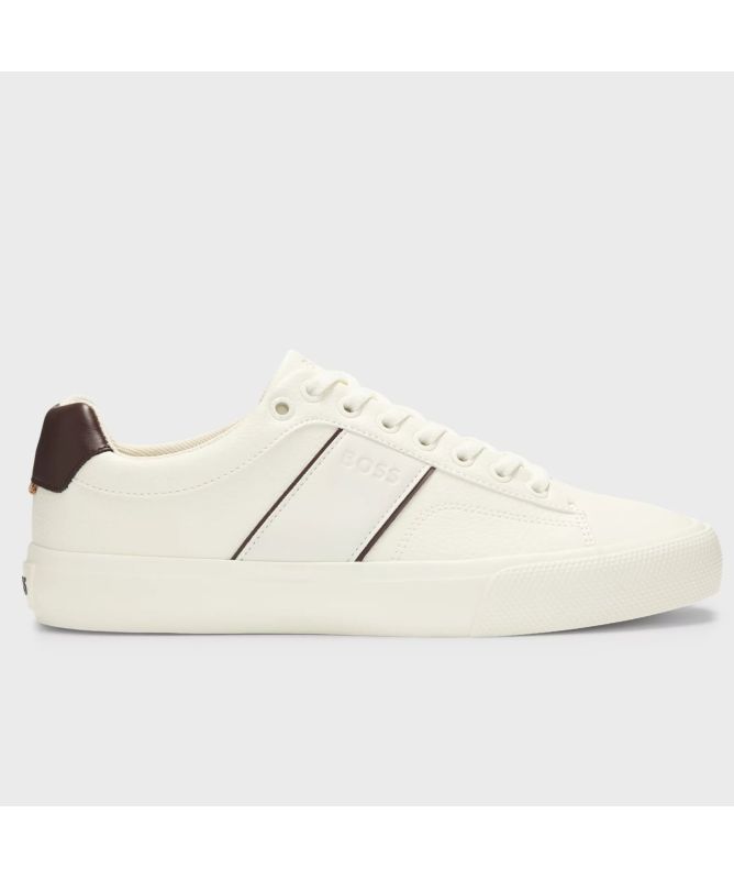 BOSS Aiden Tenn Leather Trainers | Natural - 50522833
