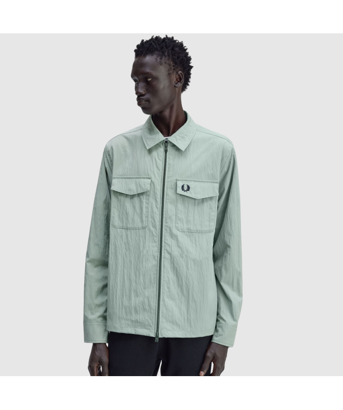 Fred Perry Zip Through Overshirt | Bayleaf - M5684-Z16