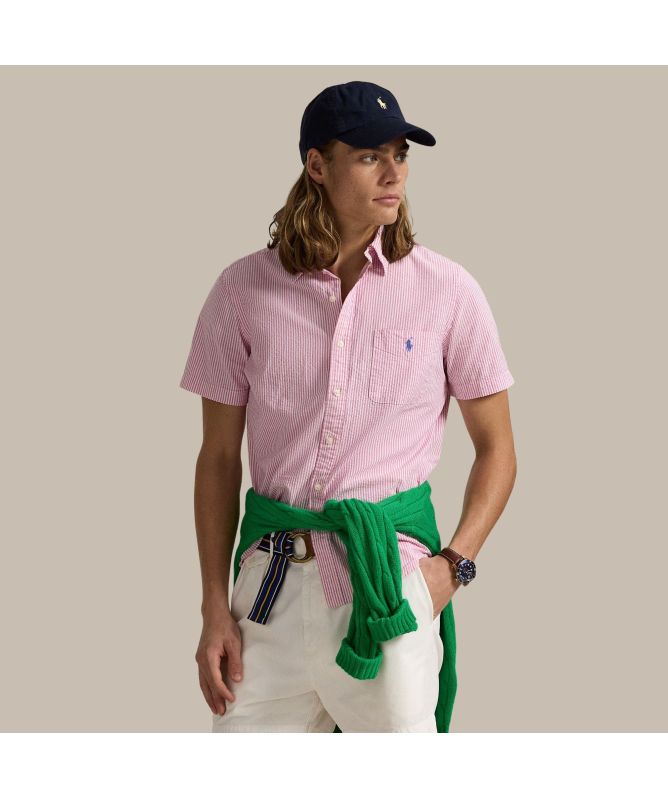 Polo Ralph Lauren Custom Fit Seersucker Stripe Shirt | Green