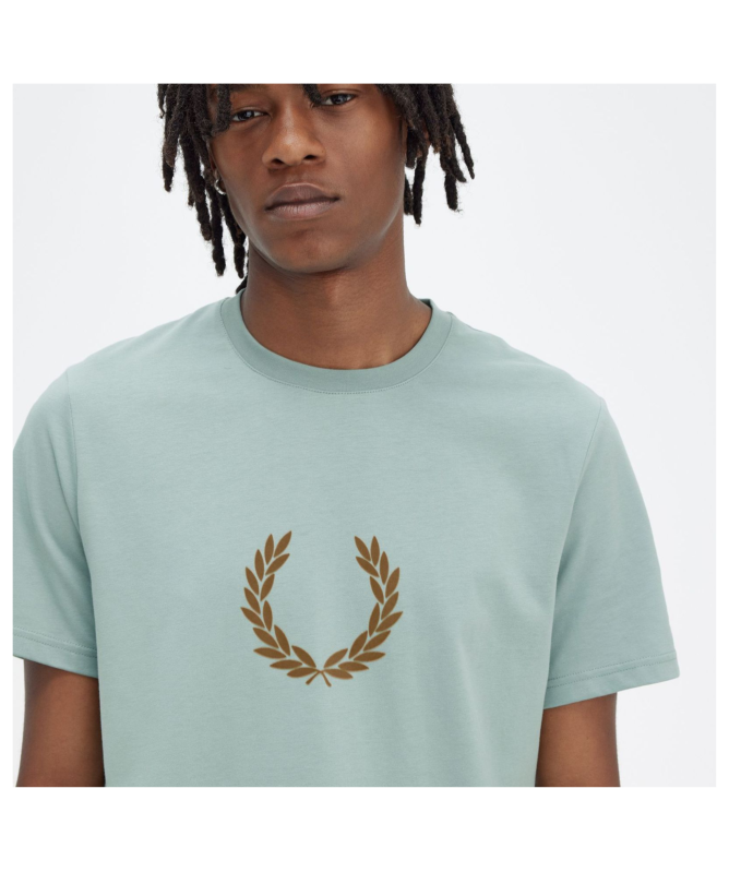 Fred Perry Men's Flocked Laurel Wreath T-Shirt | Sage or