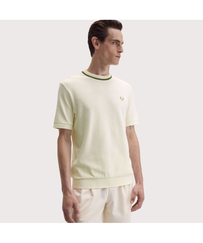 送料関税込♪FRED PERRY/CREW NECK PIQUE T-SHIRT Fred Perry Crew Neck Piqué T-Shirt | Ecru - M7-760