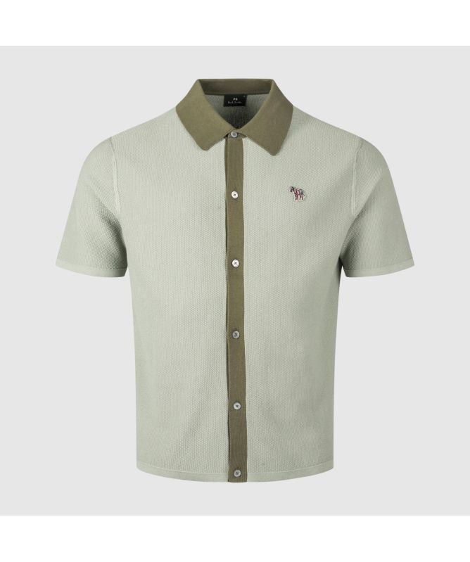 Paul Smith Zebra Badge Sweater Polo Shirt | Green-M2R-324ZZ