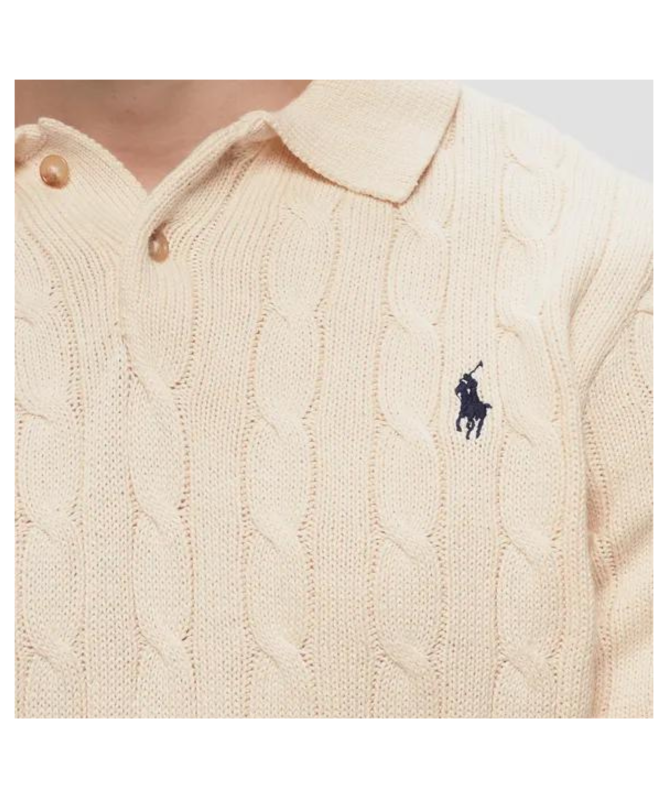 Polo Ralph Lauren Cable Knit Polo | Brown or Cream