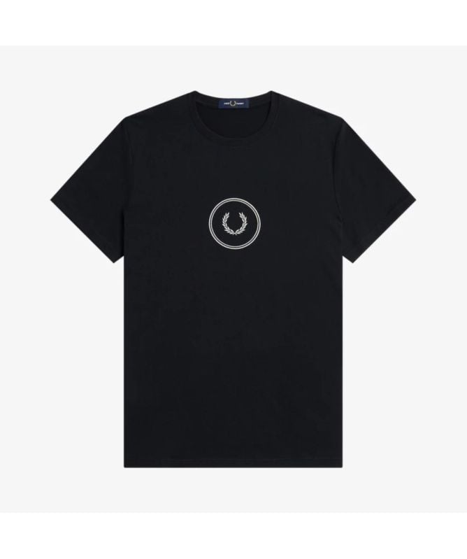 【関税送料込み】 FRED PERRY Circle Logo Authentic T-Shirt Fred Perry Circle Branding Crew Neck T-Shirt | Black-M5630-102
