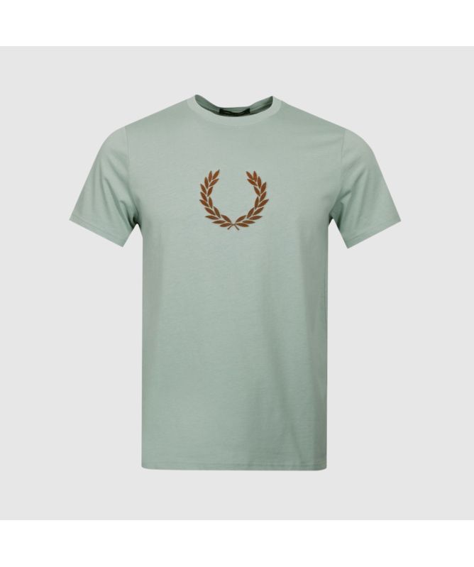 FRED PERRY Tシャツ M8587 TEXTURED LAUREL WREATH T-SHIRT Fred Perry Textured Laurel Wreath Logo T-Shirt | Ecru-M8587