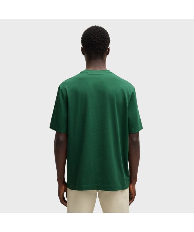 Tシャツ・カットソー BOSS Men T-shirt Green 50473278 343 BOSS Relaxed-Fit T-Shirt In Stretch Cotton With Logo Print