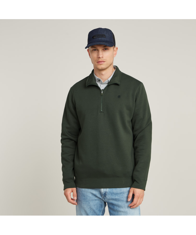 トップス REVERBERATE HALF ZIP SWEAT size3 G-Star Premium Core Half Zip Sweatshirt | Black - D26459