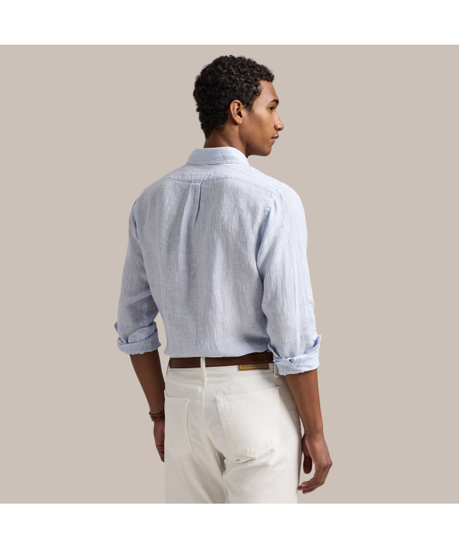 Polo Ralph Lauren Custom Fit Striped Linen Shirt | Blue