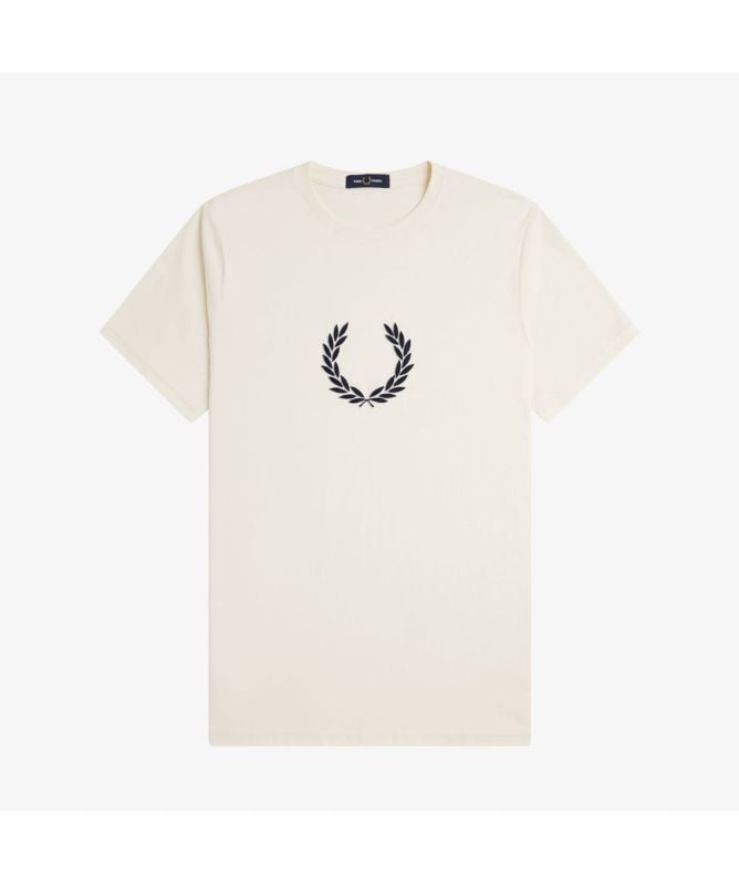 Fred Perry Textured Laurel Wreath Logo T-Shirt | Ecru-M8587