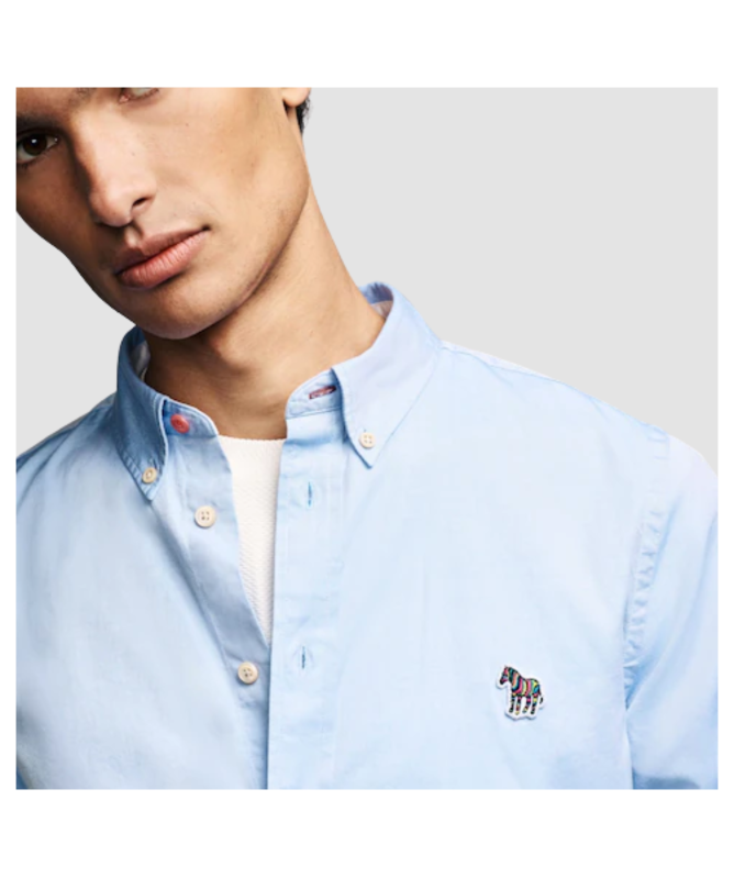 Tシャツ・カットソー Paul Smith FW25 TAILORED FIT SHIRT (M2R 599R PZEBRA 44) Paul Smith Tailored Fit Zebra Shirt | Blue - M2R-599R-P22347
