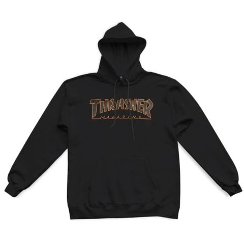 【THRASHER】 TRASHER TRE HOOD [BLACK] Thrasher Magazine Trasher Tre Hood Pullover Hoodie - Black