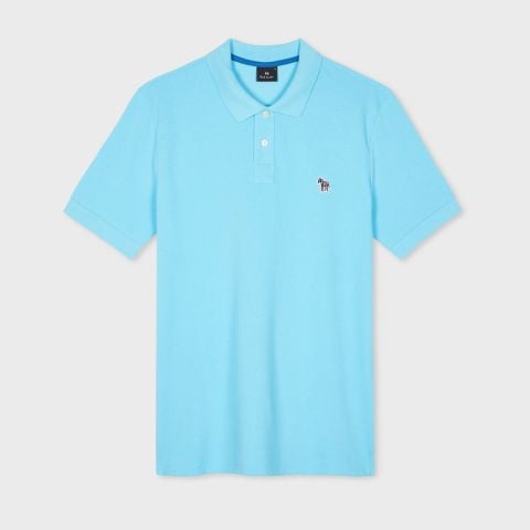 Paul Smith Sports Stripe Zip Short Sleeve Polo Shirt | Sky