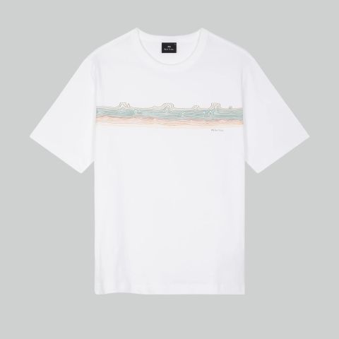 Paul Smith｜ (M2R 220X PP5073 01) Men's White 'Palm Tree' Print T-Shirt