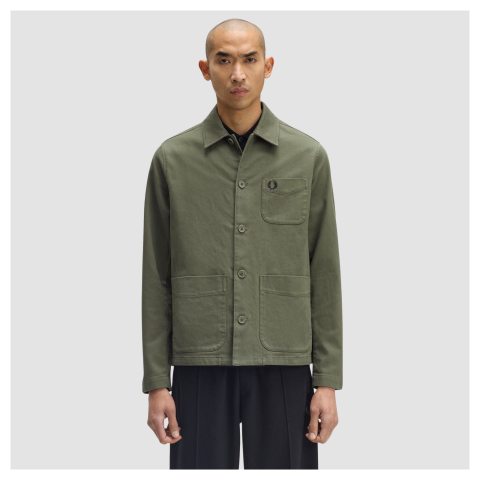 Fred Perry Zip Through Overshirt | Green - M5684-X89, Olive Mint
