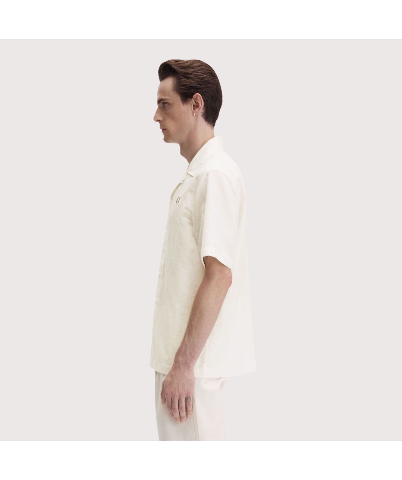 Fred Perry Linen Blend Revere Collar Shirt | Light Ecru - M9901-760