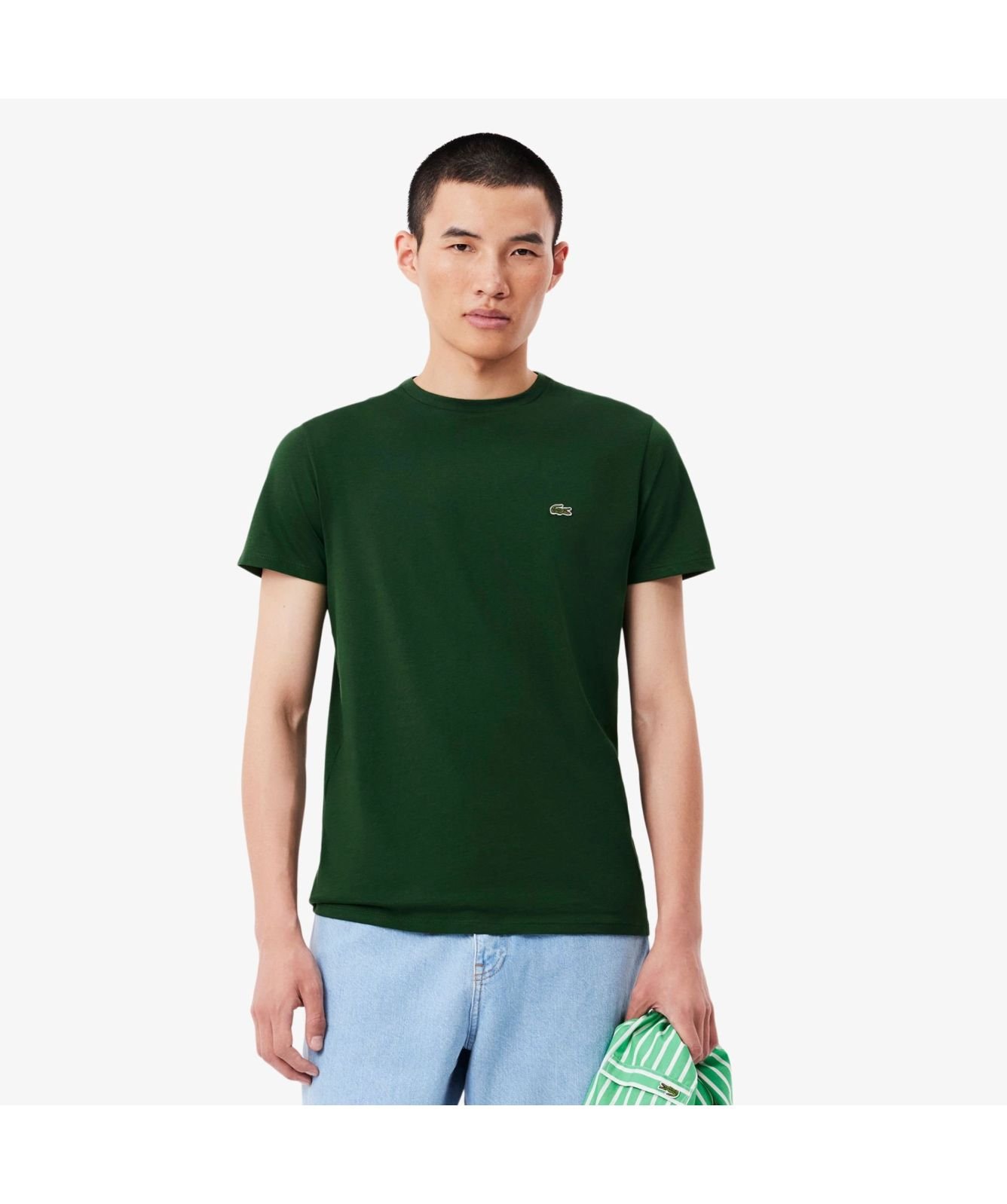 Tシャツ・カットソー LACOSTE Men T-shirt Green TH6709 132 Lacoste Pima Cotton Small Chest Logo T-Shirt | Blue-TH6709