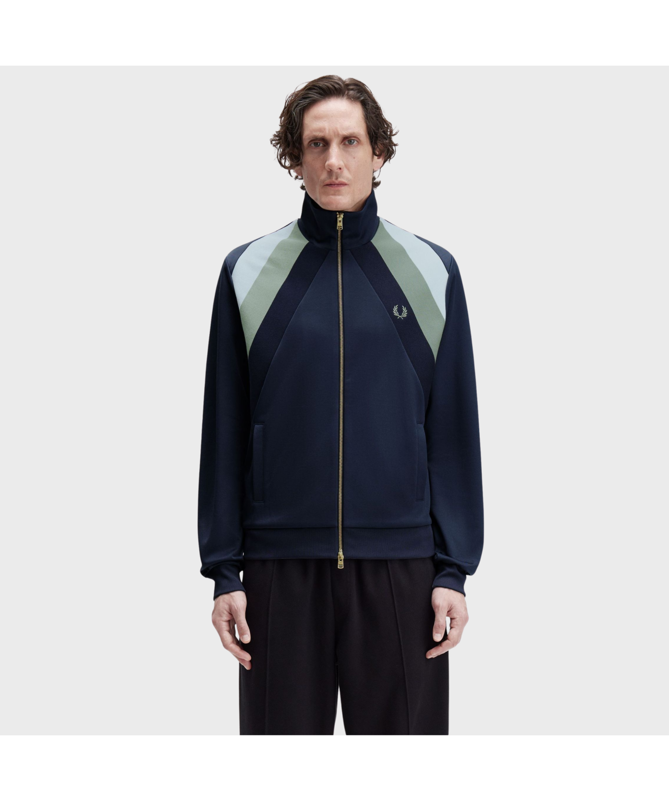 Fred Perry Striped Panel Track Jacket | Dark Airforce - J1320-738