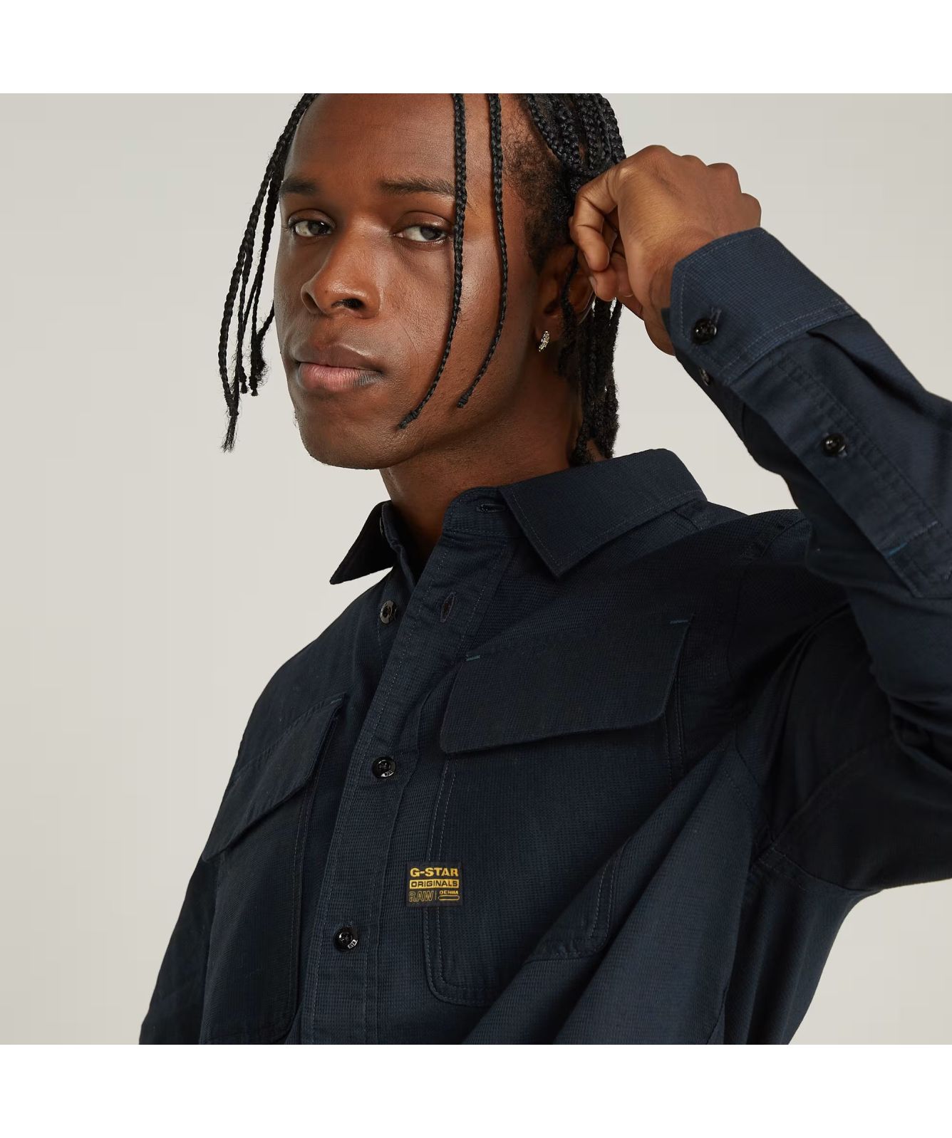 G-Star CPO Waffle Linen Regular Shirt | Navy-D23583-D913-C742