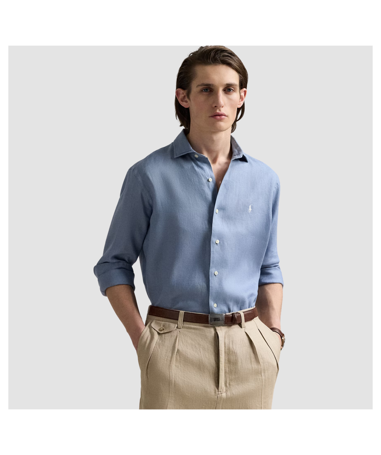 Polo Ralph Lauren Custom Fit Linen Shirt | Channel Blue