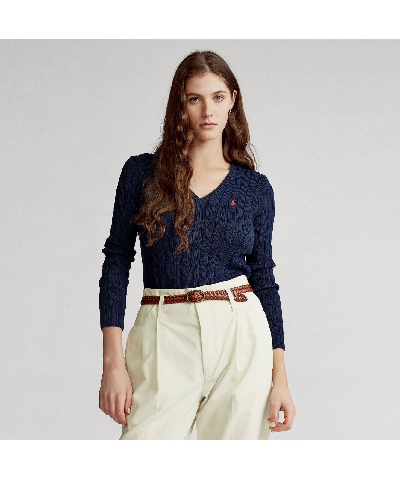 Polo Ralph Lauren Cable-Knit V-Neck Jumper | Navy