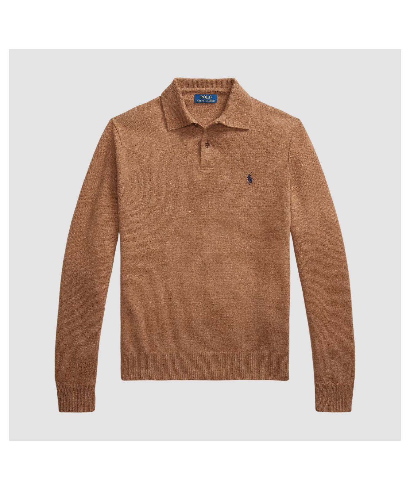 POLO Ralph Lauren モールスキン ブラウン 単色 長袖 シャツ Polo Ralph Lauren Men's Wool-Cotton Polo Collar Jumper | Brown