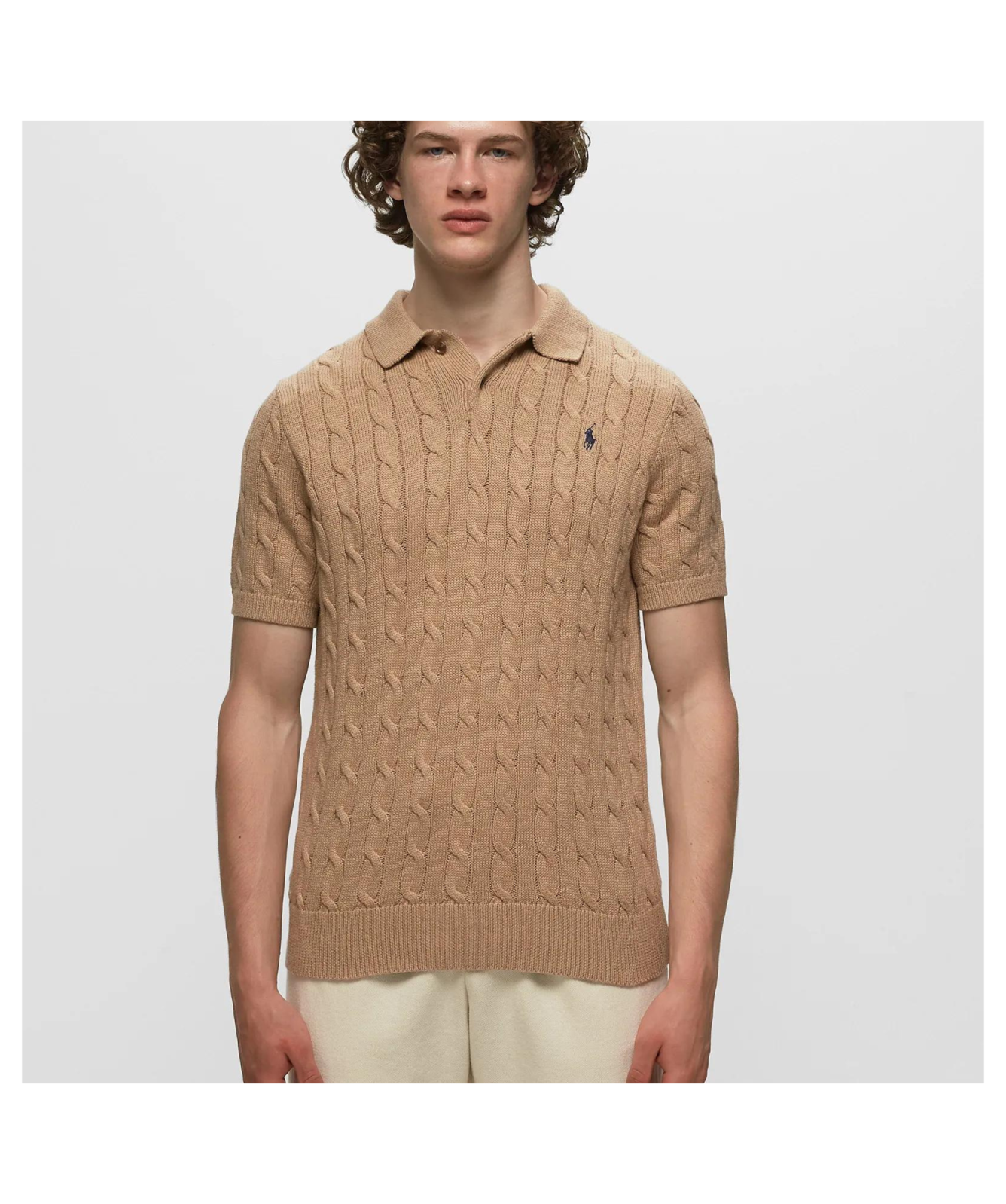 Polo Ralph Lauren Cable Knit Polo | Brown or Cream 710917050002